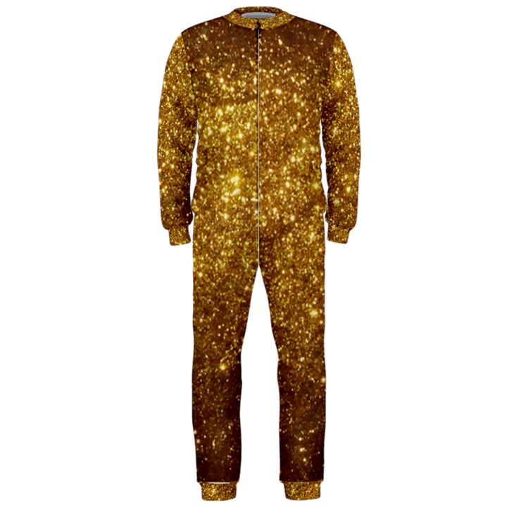 Gold Glitters metallic finish party texture background faux shine pattern OnePiece Jumpsuit (Men) 