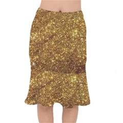 Gold Glitters Metallic Finish Party Texture Background Faux Shine Pattern Short Mermaid Skirt by genx