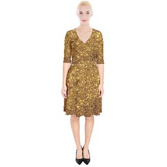 Gold Glitters Metallic Finish Party Texture Background Faux Shine Pattern Wrap Up Cocktail Dress by genx