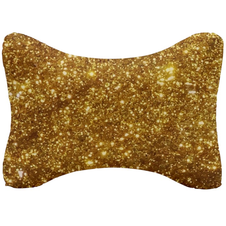 Gold Glitters metallic finish party texture background faux shine pattern Seat Head Rest Cushion