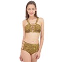 Gold Glitters metallic finish party texture background faux shine pattern Cage Up Bikini Set View1