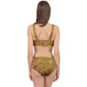 Gold Glitters metallic finish party texture background faux shine pattern Cage Up Bikini Set View2