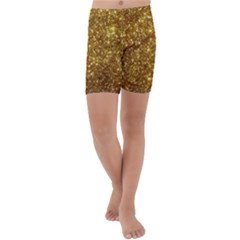 Gold Glitters Metallic Finish Party Texture Background Faux Shine Pattern Kids  Lightweight Velour Capri Yoga Leggings by genx