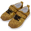 Gold Glitters metallic finish party texture background faux shine pattern Kids  Velcro Strap Shoes View2