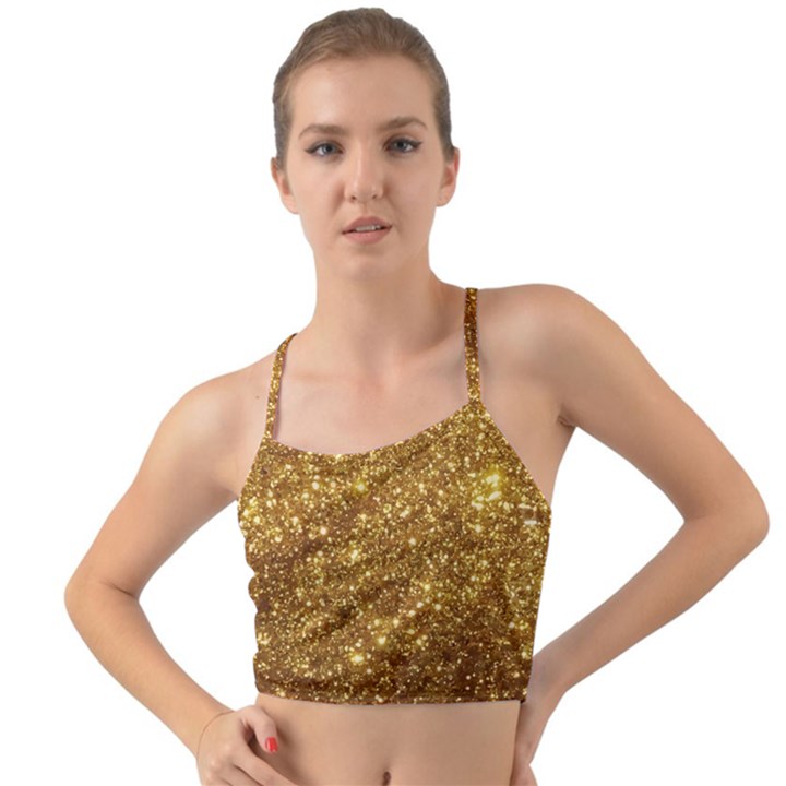 Gold Glitters metallic finish party texture background faux shine pattern Mini Tank Bikini Top