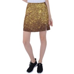 Gold Glitters Metallic Finish Party Texture Background Faux Shine Pattern Tennis Skirt by genx