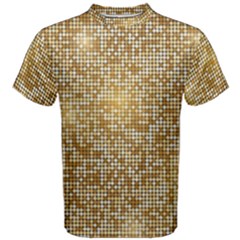 Retro Gold Glitters Golden Disco Ball Optical Illusion Men s Cotton Tee by genx