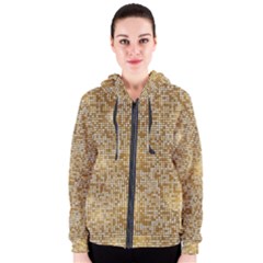 Retro Gold Glitters Golden Disco Ball Optical Illusion Women s Zipper Hoodie by genx