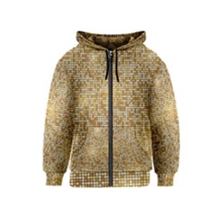 Retro Gold Glitters Golden Disco Ball Optical Illusion Kids  Zipper Hoodie by genx