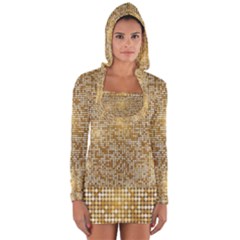 Retro Gold Glitters Golden Disco Ball Optical Illusion Long Sleeve Hooded T-shirt by genx