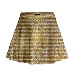 Retro Gold Glitters Golden Disco Ball Optical Illusion Mini Flare Skirt by genx