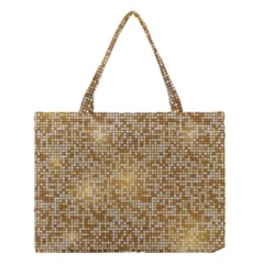 Retro Gold Glitters Golden Disco Ball Optical Illusion Medium Tote Bag by genx