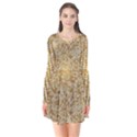 Retro Gold Glitters Golden Disco Ball optical illusion Long Sleeve V-neck Flare Dress View1