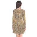 Retro Gold Glitters Golden Disco Ball optical illusion Long Sleeve V-neck Flare Dress View2