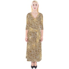 Retro Gold Glitters Golden Disco Ball Optical Illusion Quarter Sleeve Wrap Maxi Dress by genx