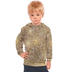 Retro Gold Glitters Golden Disco Ball Optical Illusion Kids  Hooded Pullover by genx