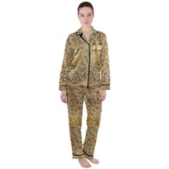 Retro Gold Glitters Golden Disco Ball Optical Illusion Satin Long Sleeve Pyjamas Set