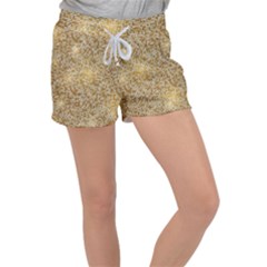 Retro Gold Glitters Golden Disco Ball Optical Illusion Women s Velour Lounge Shorts by genx