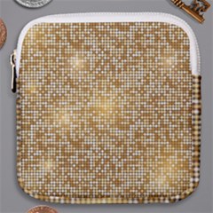 Retro Gold Glitters Golden Disco Ball Optical Illusion Mini Square Pouch by genx