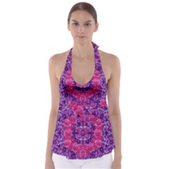 Flowers And Purple Suprise To Love And Enjoy Babydoll Tankini Top by pepitasart