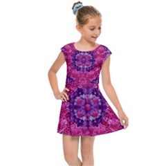 Flowers And Purple Suprise To Love And Enjoy Kids  Cap Sleeve Dress by pepitasart