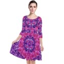 Flowers And Purple Suprise To Love And Enjoy Quarter Sleeve Waist Band Dress View1