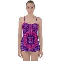 Flowers And Purple Suprise To Love And Enjoy Babydoll Tankini Set