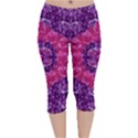 Flowers And Purple Suprise To Love And Enjoy Velvet Capri Leggings  View1