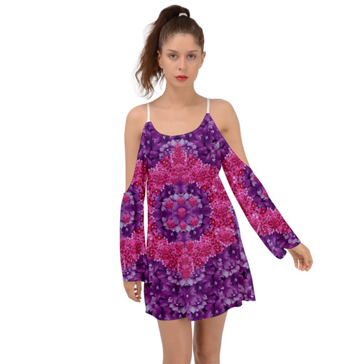 Flowers And Purple Suprise To Love And Enjoy Kimono Sleeves Boho Dress