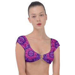 Flowers And Purple Suprise To Love And Enjoy Cap Sleeve Ring Bikini Top by pepitasart