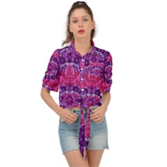 Flowers And Purple Suprise To Love And Enjoy Tie Front Shirt 