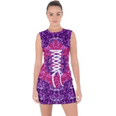 Flowers And Purple Suprise To Love And Enjoy Lace Up Front Bodycon Dress