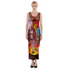 Cute Little Harlequin Fitted Maxi Dress by FantasyWorld7