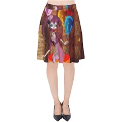 Cute Little Harlequin Velvet High Waist Skirt by FantasyWorld7