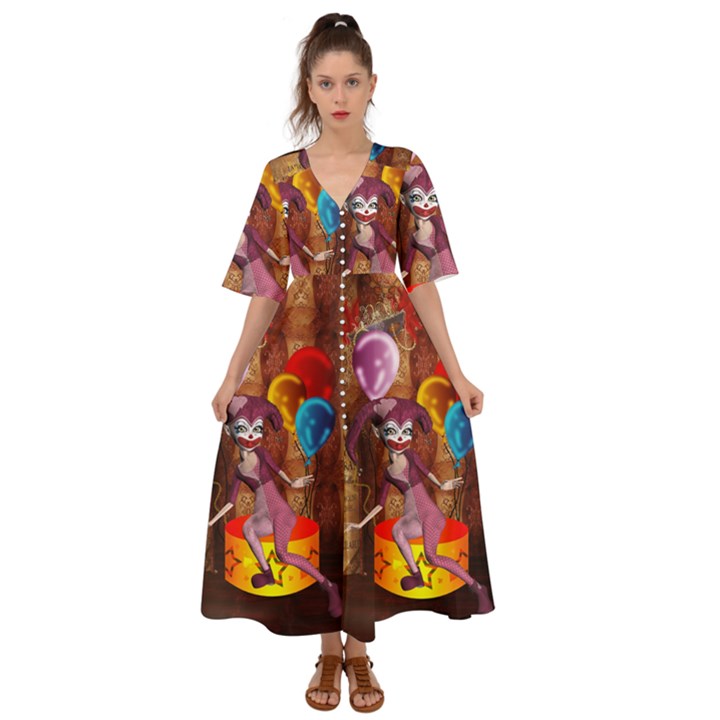 Cute Little Harlequin Kimono Sleeve Boho Dress