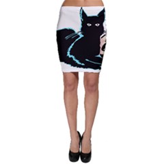 Black Cat & Halloween Skull Bodycon Skirt by gothicandhalloweenstore