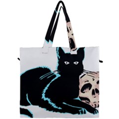 Black Cat & Halloween Skull Canvas Travel Bag by gothicandhalloweenstore