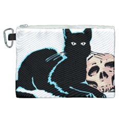 Black Cat & Halloween Skull Canvas Cosmetic Bag (xl) by gothicandhalloweenstore