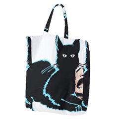 Black Cat & Halloween Skull Giant Grocery Tote by gothicandhalloweenstore