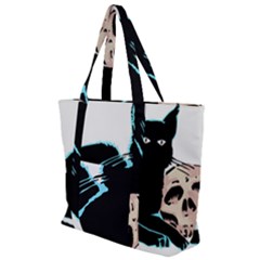 Black Cat & Halloween Skull Zip Up Canvas Bag by gothicandhalloweenstore