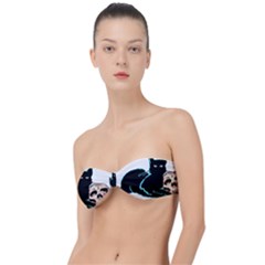 Black Cat & Halloween Skull Classic Bandeau Bikini Top 