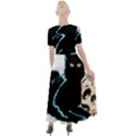 Black Cat & Halloween Skull Button Up Short Sleeve Maxi Dress View2