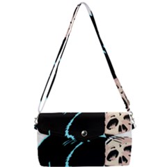 Black Cat & Halloween Skull Removable Strap Clutch Bag