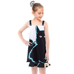 Black Cat & Halloween Skull Kids  Overall Dress by gothicandhalloweenstore