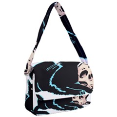 Black Cat & Halloween Skull Courier Bag by gothicandhalloweenstore