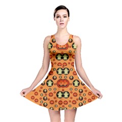 Happy Pumkins And Ghosts And  They Love The Season Reversible Skater Dress by pepitasart