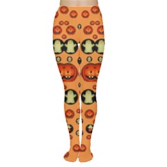 Happy Pumkins And Ghosts And  They Love The Season Tights by pepitasart