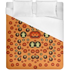 Happy Pumkins And Ghosts And  They Love The Season Duvet Cover (california King Size) by pepitasart