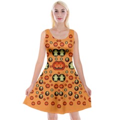 Happy Pumkins And Ghosts And  They Love The Season Reversible Velvet Sleeveless Dress