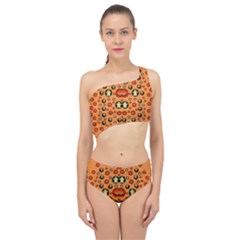 Happy Pumkins And Ghosts And  They Love The Season Spliced Up Two Piece Swimsuit by pepitasart